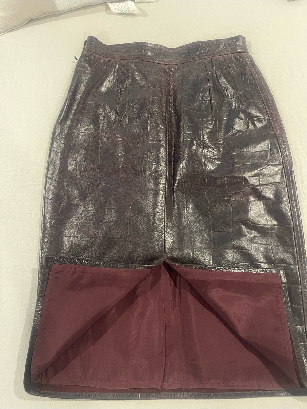 Ungaro Parallele Paris Leather Croc Embossed Pencil Skirt Italy Size 10 - Picture 2 of 7